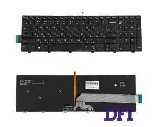 Клавиатура для ноутбука DELL (Inspiron: 3541, 3542, 3543, 5542, 5545, 5547) rus, black, подсветка клавиш