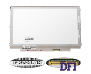 Матриця 12.5 LP125WH2-SLB2 (1366*768, 40pin(IPS), LED, SLIM(горизонтальні вушки), матова, роз'єм праворуч знизу) для ноутбука