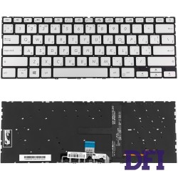 Клавиатура для ноутбука ASUS (UX434 series) ukr, ice-silver, без фрейма, подсветка клавиш (ОРИГИНАЛ)