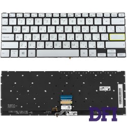 Клавіатура для ноутбука ASUS (X321 series) rus, silver, без фрейма, підсвічування клавіш (ОРИГИНАЛ)