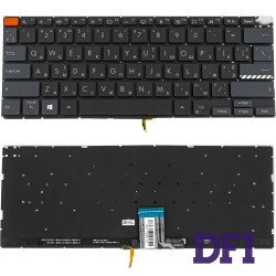 Клавіатура для ноутбука ASUS (X3400, X7400 series), ukr, black, без кадру, підсвічування клавіш (Red Esc) (ОРИГИНАЛ)