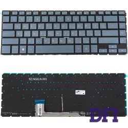 Клавиатура для ноутбука ASUS (W700 series) rus, blue-gray, без фрейма, подсветка клавиш (ОРИГИНАЛ)