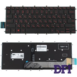 Клавіатура для ноутбука DELL (Inspiron: 5378), rus, black, без фрейма, підсвічування клавіш(RED), оригінал