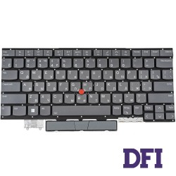 Клавіатура для ноутбука LENOVO (ThinkPad: X1 Yoga 6th Gen) rus, storm grey, підсвічування клавіш, без фрейму