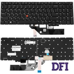 Клавіатура для ноутбука LENOVO (ThinkPad: E16 Gen 1) rus, black, без фрейму, підсвічування клавіш