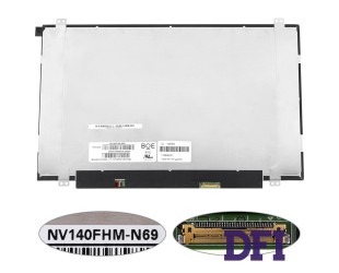 Матрица 14.0 NV140FHM-N69 (1920*1080, 30pin(eDP, IPS, 400cd/m2, 100% sRGB), LED, SLIM (вертикальные ушки), матовая, разъем справа внизу, дп=220 (narrow border)) для ноутбука