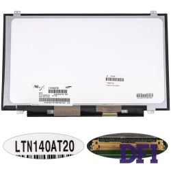 Матриця 14.0 LTN140AT20 (1366*768, 40pin, LED, SLIM (вертикальні вушки),  матова, роз'єм праворуч знизу) для ноутбука (renew)