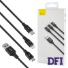 Кабель Baseus Rapid 3-in-1 USB to M+L+C 3.5A 1.2 Black (CAJS0000)