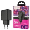 Мережевий зарядний пристрій HOCO CS23A Sunligh, (1U+1C) PD30W+QC3.0, Black, (6942007609944)