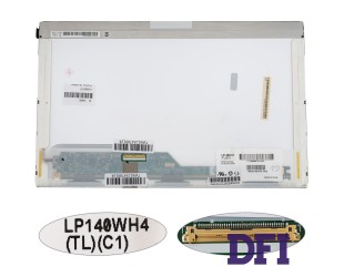 Матрица 14.0 LP140WH4-TLC1 (1366*768, 40pin, LED, NORMAL, глянцевая, разъем слева внизу) для ноутбука (renew)