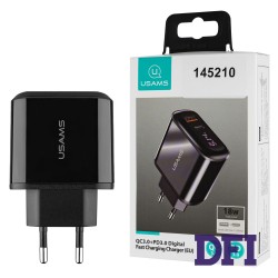 Зарядное устройство Usams US-CC085, T23, QC3.0+PD3.0, 18W, Digital Display, black (CC85TC01)