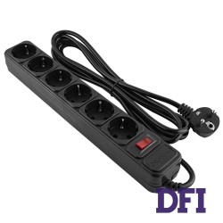 Сетевой фильтр питания Patron 3.0 m3*1mm2 (SP-1063) 6 розеток BLACK (EXT-PN-SP-1063)