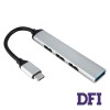 USB HUB Hoco HB26 4 in 1 adapter (Type-C to USB3.0+USB2.0*3) Silver