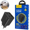 Мережевий зарядний пристрій HOCO N56 Fundador (2C+2U) PD30W, Black (6942007632492)