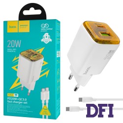 Зарядное устройство HOCO N52 Monsoon PD20W+QC3.0, Type-C to Type-C, White (6942007630412)