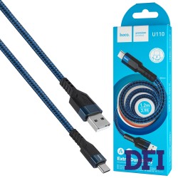 Кабель HOCO U110 USB to Type-C 3A, 1.2m, nylon, aluminum connectors, Blue