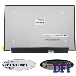 Матриця 13.3 B133UAN01.3 (1920*1200, 30pin(eDP, IPS), LED, SLIM(без планок та вушок), матова, роз'єм праворуч внизу) для ноутбука