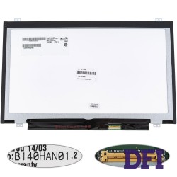 Матрица 14.0 B140HAN01.2 (1920*1080, 30pin(eDP, 300cd/m2 (!!!),  IPS), LED, SLIM(вертикальные ушки), матовая, разъем справа внизу) для ноутбука (renew)