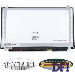 Матрица 15.6 NT156FHM-N41 (1920*1080, 30pin(eDP, 220cd/m2, 45/45/20/40(углы)), LED, SLIM(вертикальные ушки), глянец, разъем справа внизу) для ноутбука
