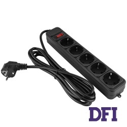 Мережевий фільтр живлення Patron 3.0 m3*1mm2 (SP-1053) 5 розеток BLACK (EXT-PN-SP-1053)